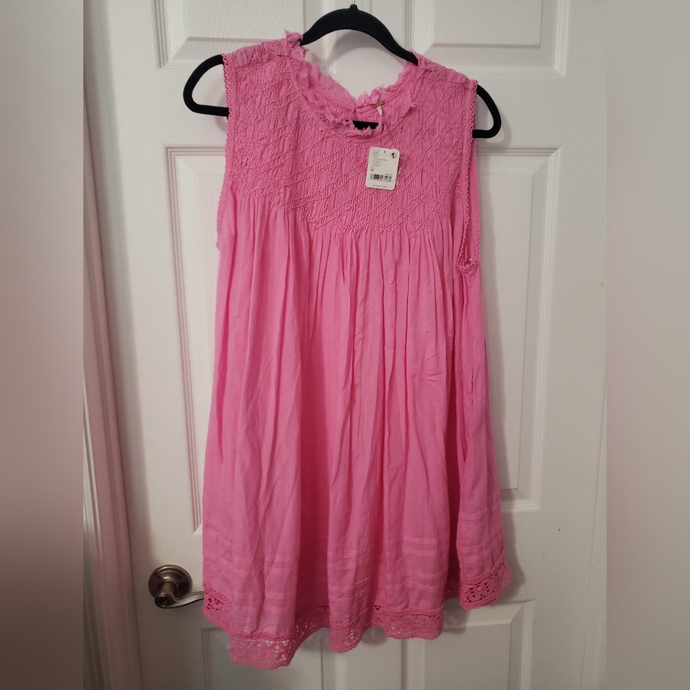 Free People Pink Smocked Sundress, M